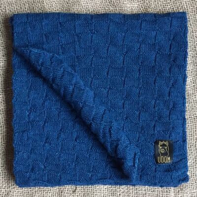 Sciarpa in maglia a quadri – Blu