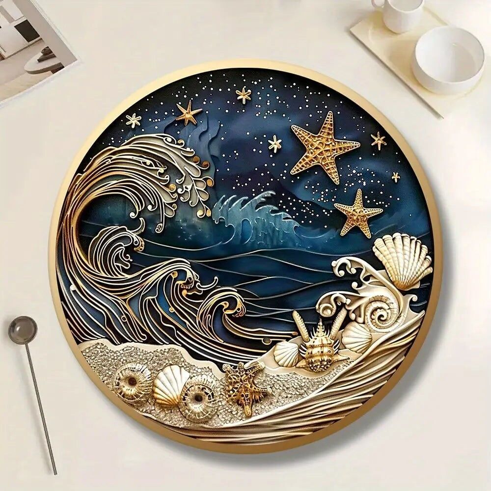 6 sottobicchieri in sughero con texture retrò a forma di notte stellata