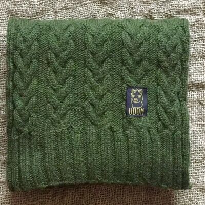 Cable Knit Scarf – Olive Green