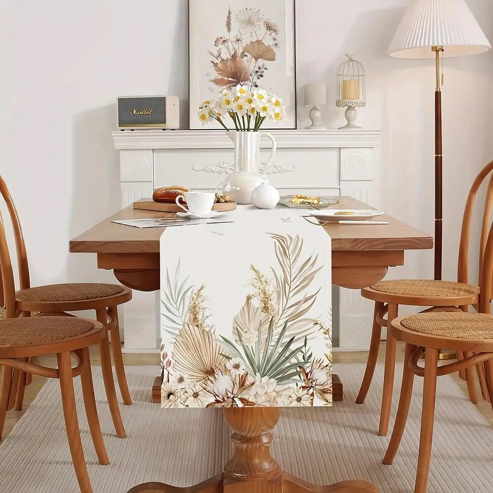 1pc Boho Fall Leaves Printed Table Runner