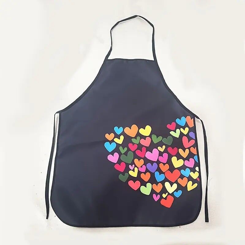1 delantal de cocina con estampado de corazones de colores