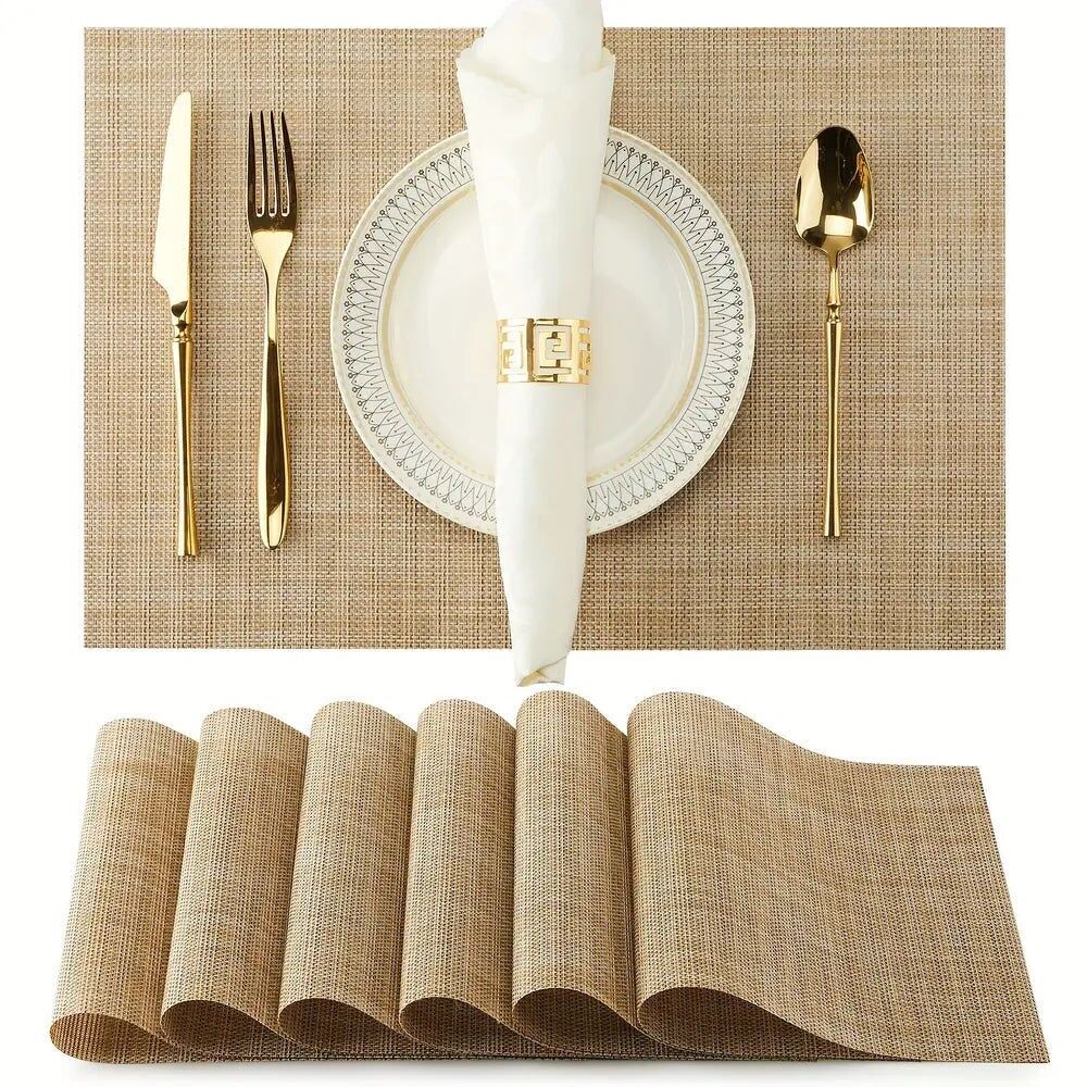 Set Of 8 Dual-color Silk Series Teslin Placemats