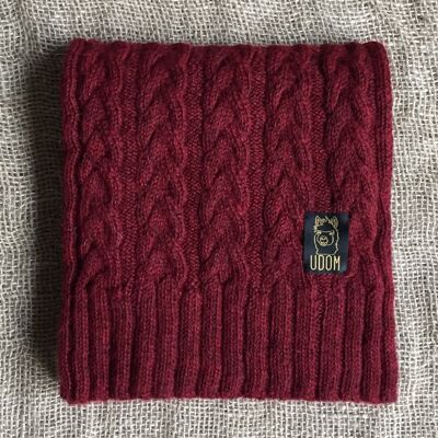 Écharpe en tricot torsadé – Bordeaux