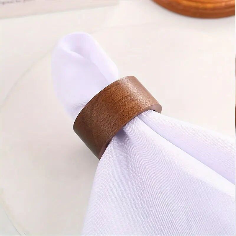 6pcs Solid Color Wooden Napkin Ring