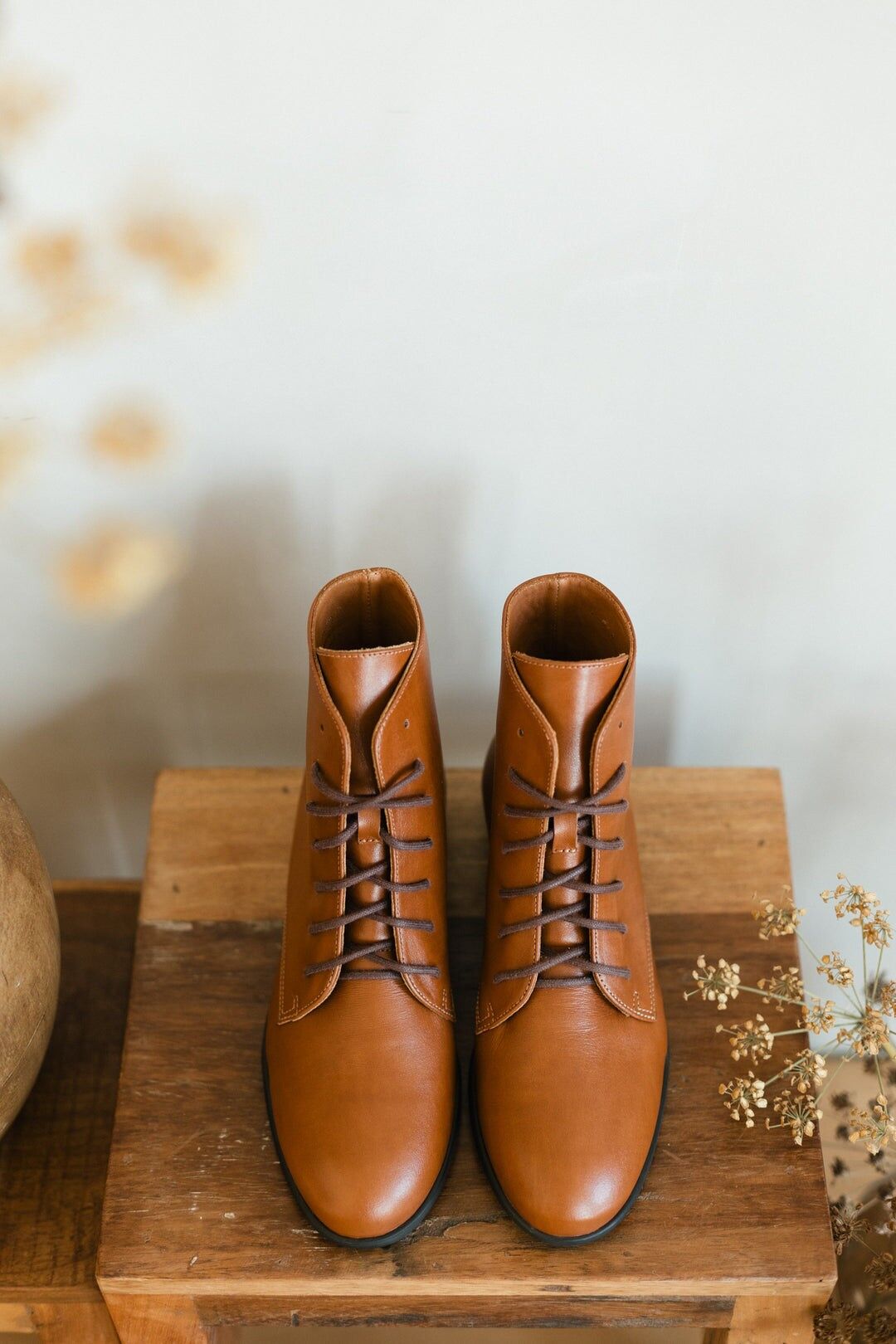 Botas de piel de invierno hechas a mano - Klara - Marrón coñac 35-42