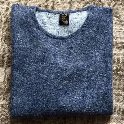 Pull Baby Alpaga Laine Soie - Bleu/Blanc