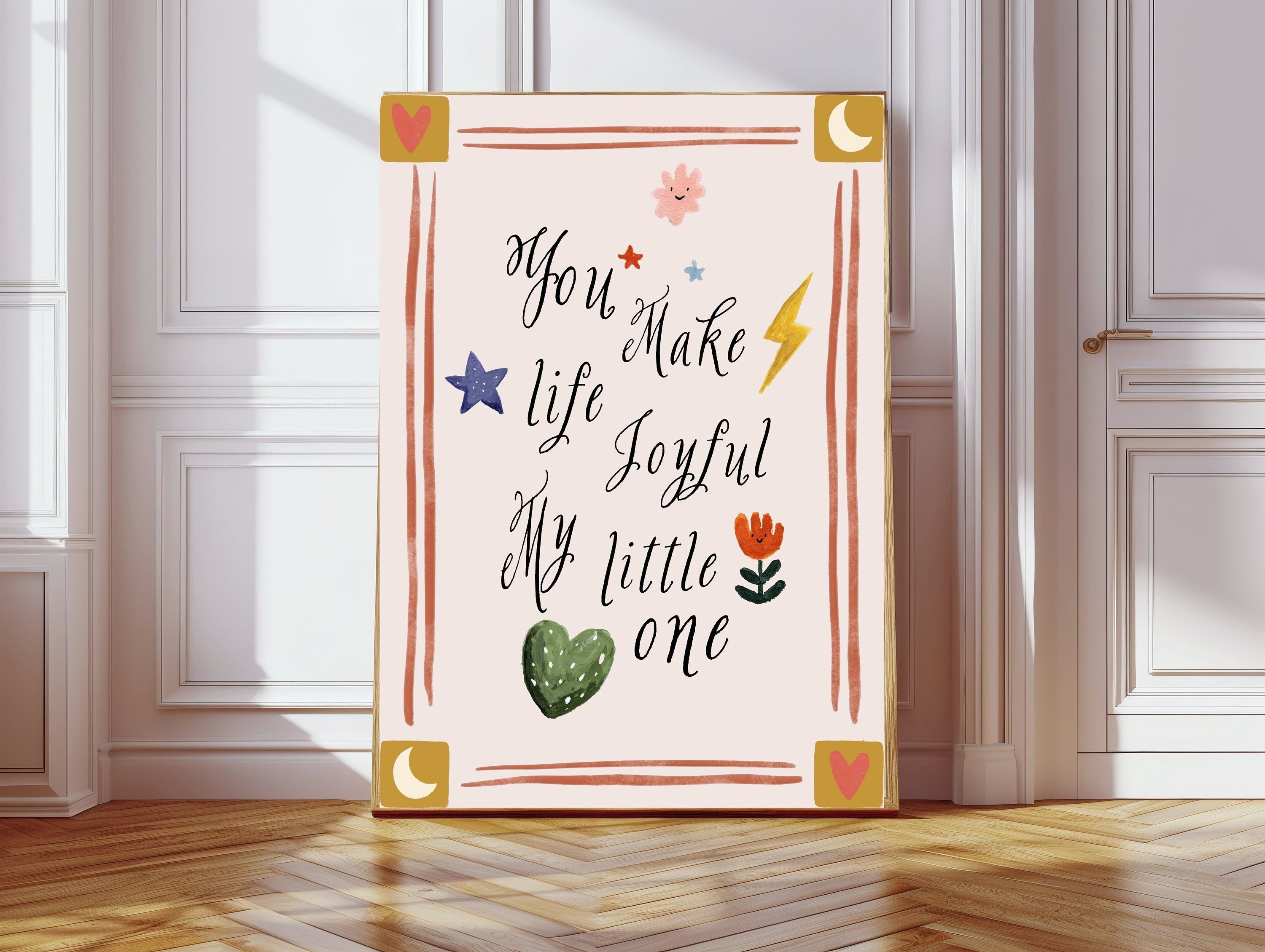 Du machst mein Leben freudig Zitat Kinderzimmer Kunstdruck