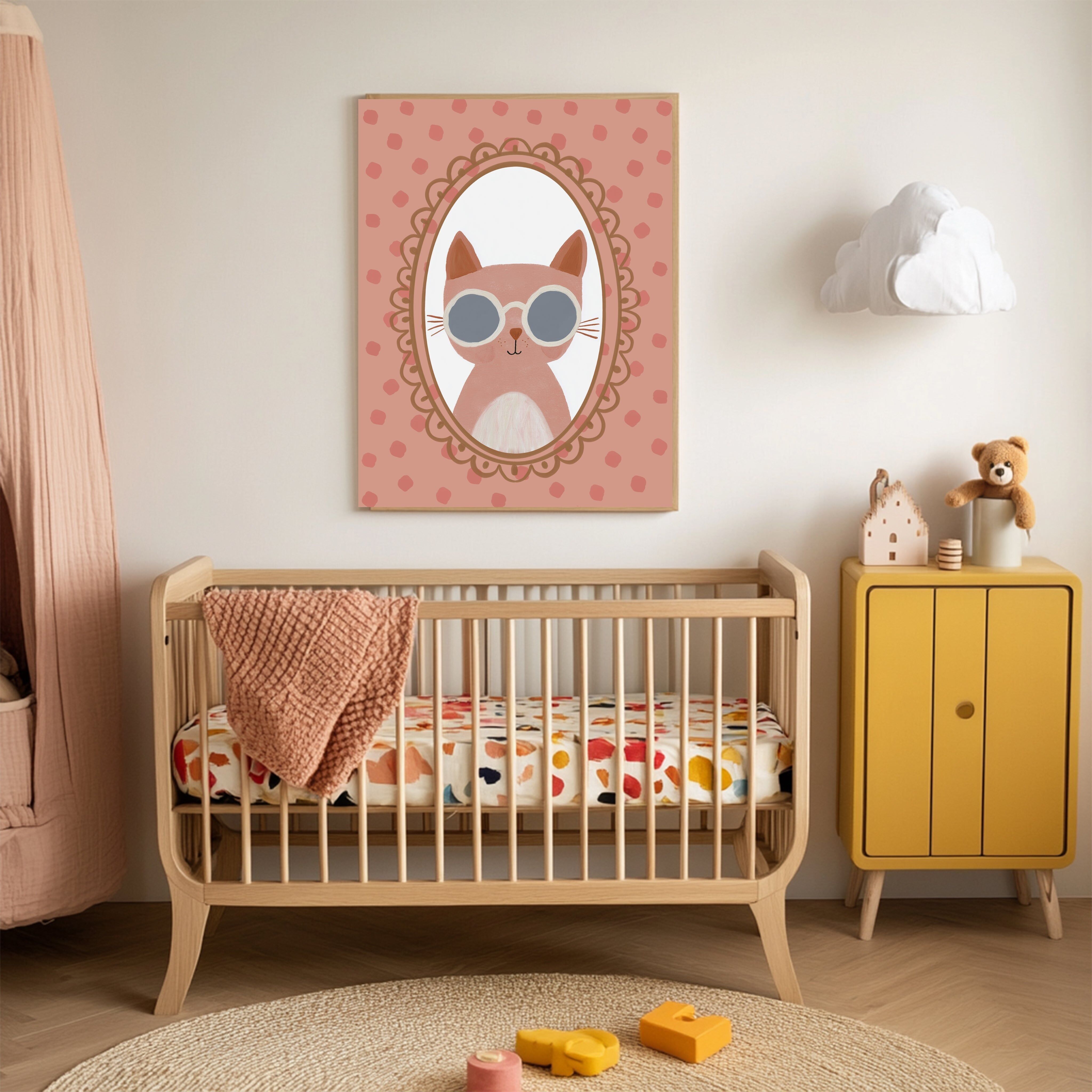 Cooles Katzenportrait Kinderzimmer Kunstdruck