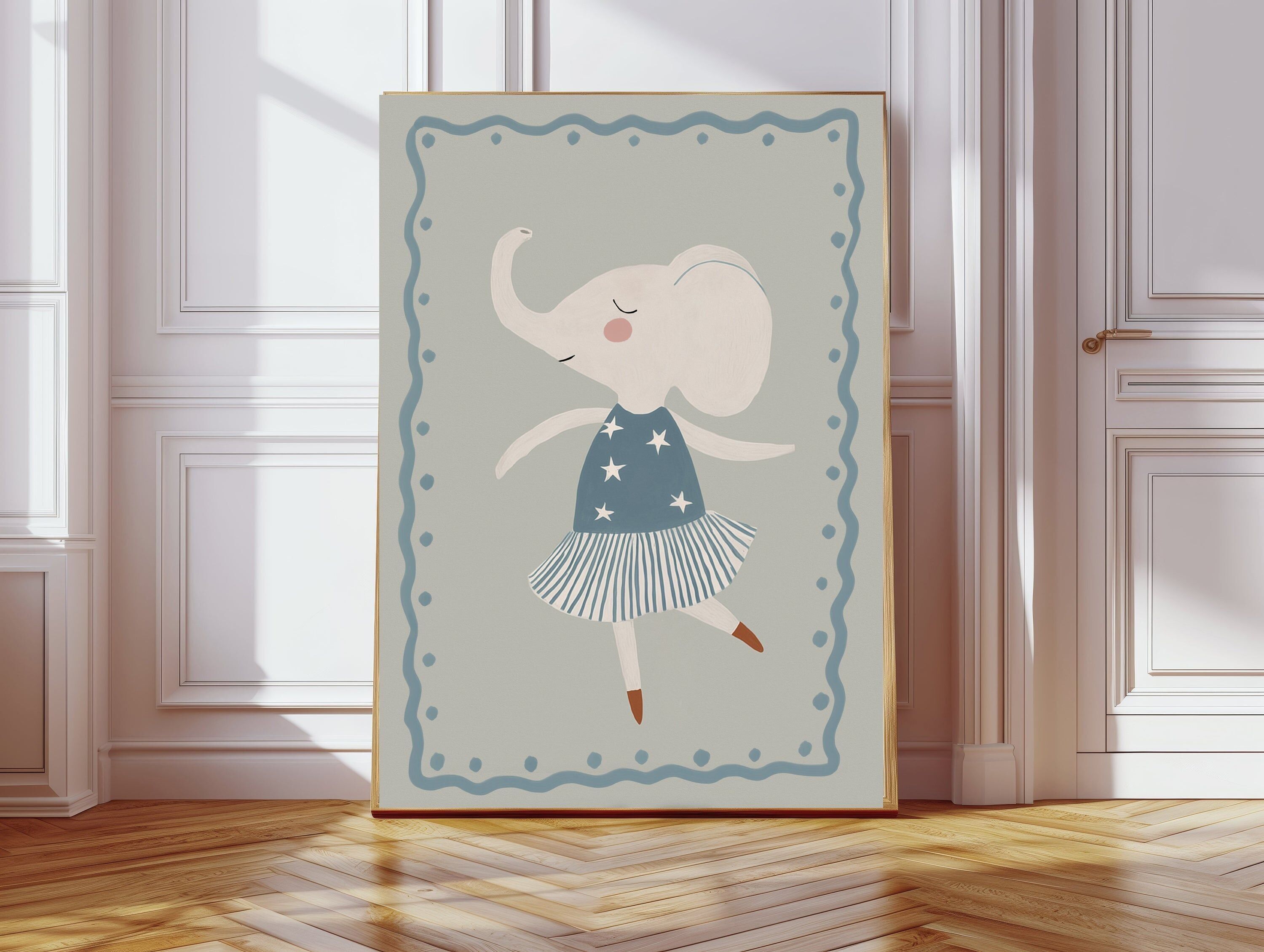 Ballerina Elefant Kinderzimmer Kunstdruck