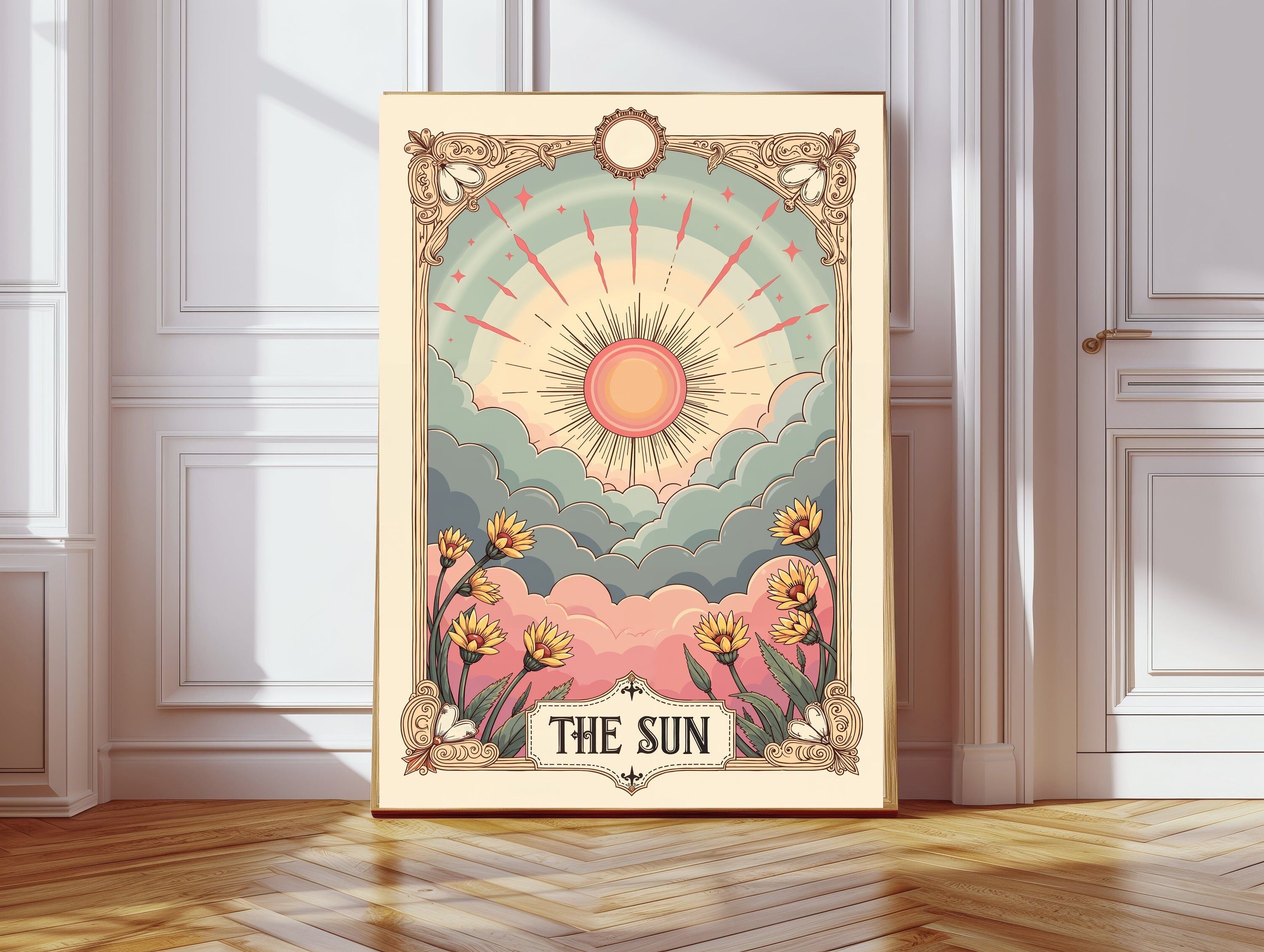 Die himmlische Tarotkarte der Sonne Kunstdruck