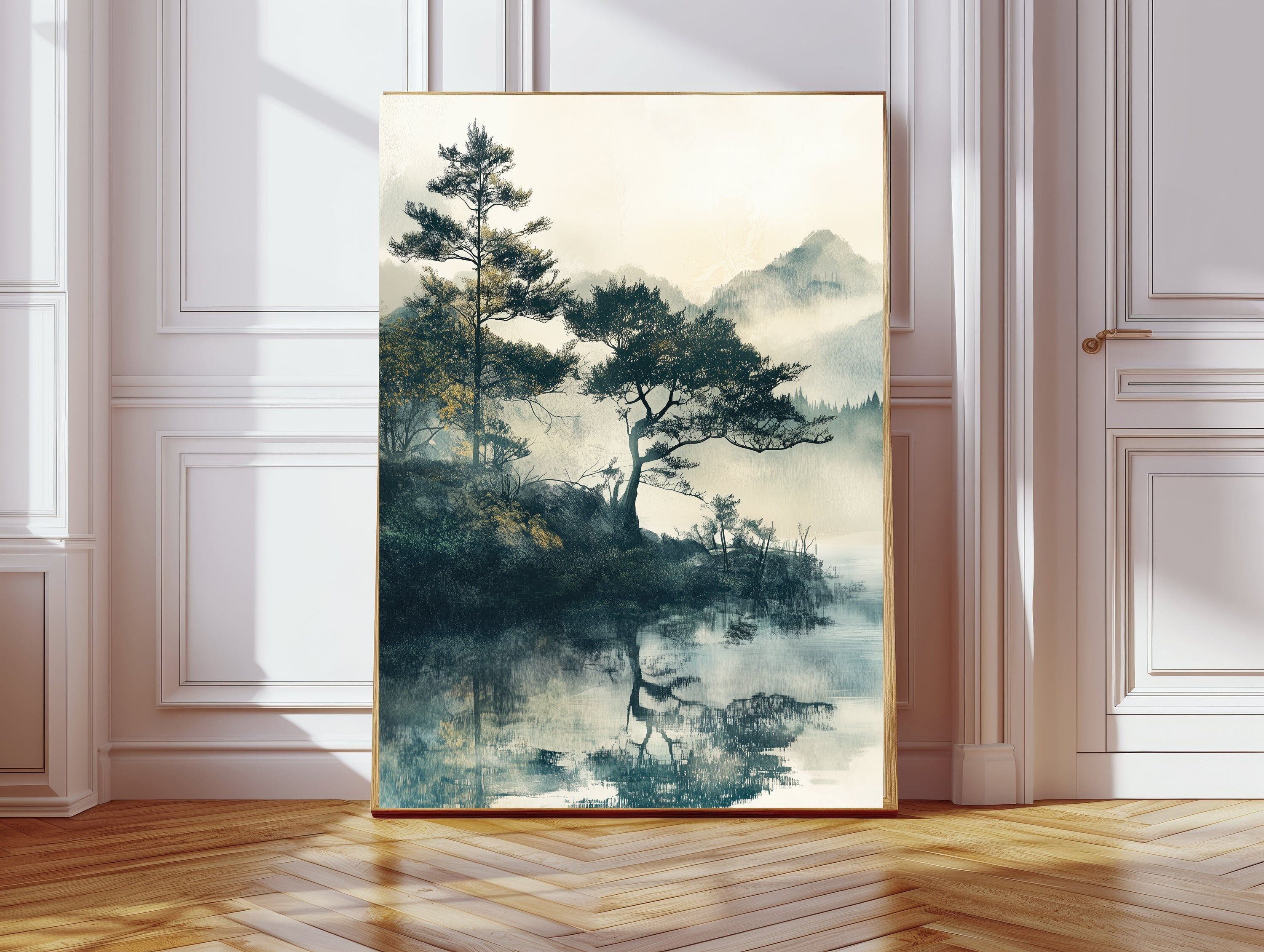 Japanische grüne Baumlandschaft Kunstdruck