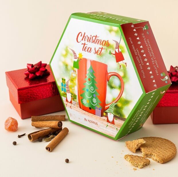 Assortiment de thés de Noël – 6 thés différents, 60 sachets de thé au total.Thés aux fruits, noirs, verts et rooibos