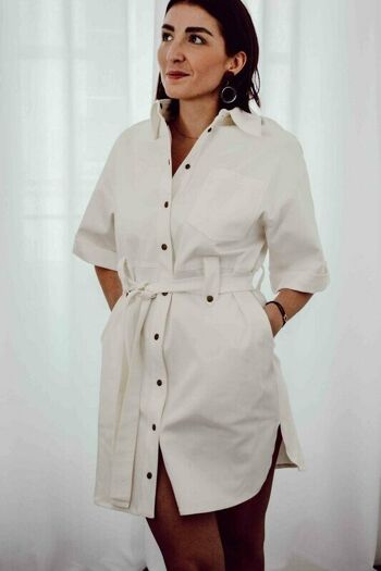 Robe blanche coupe chemise Made in France 2