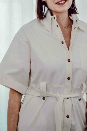 Robe blanche coupe chemise Made in France 4