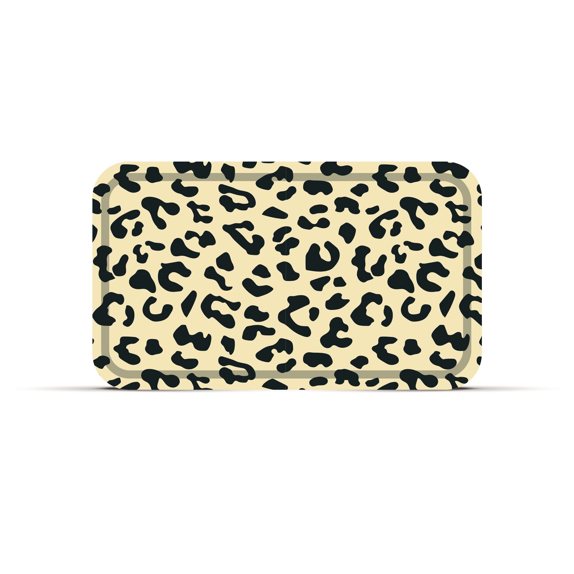 Elfenbeinfarbenes Leoparden-Tablett, 47,5 x 27,5 cm