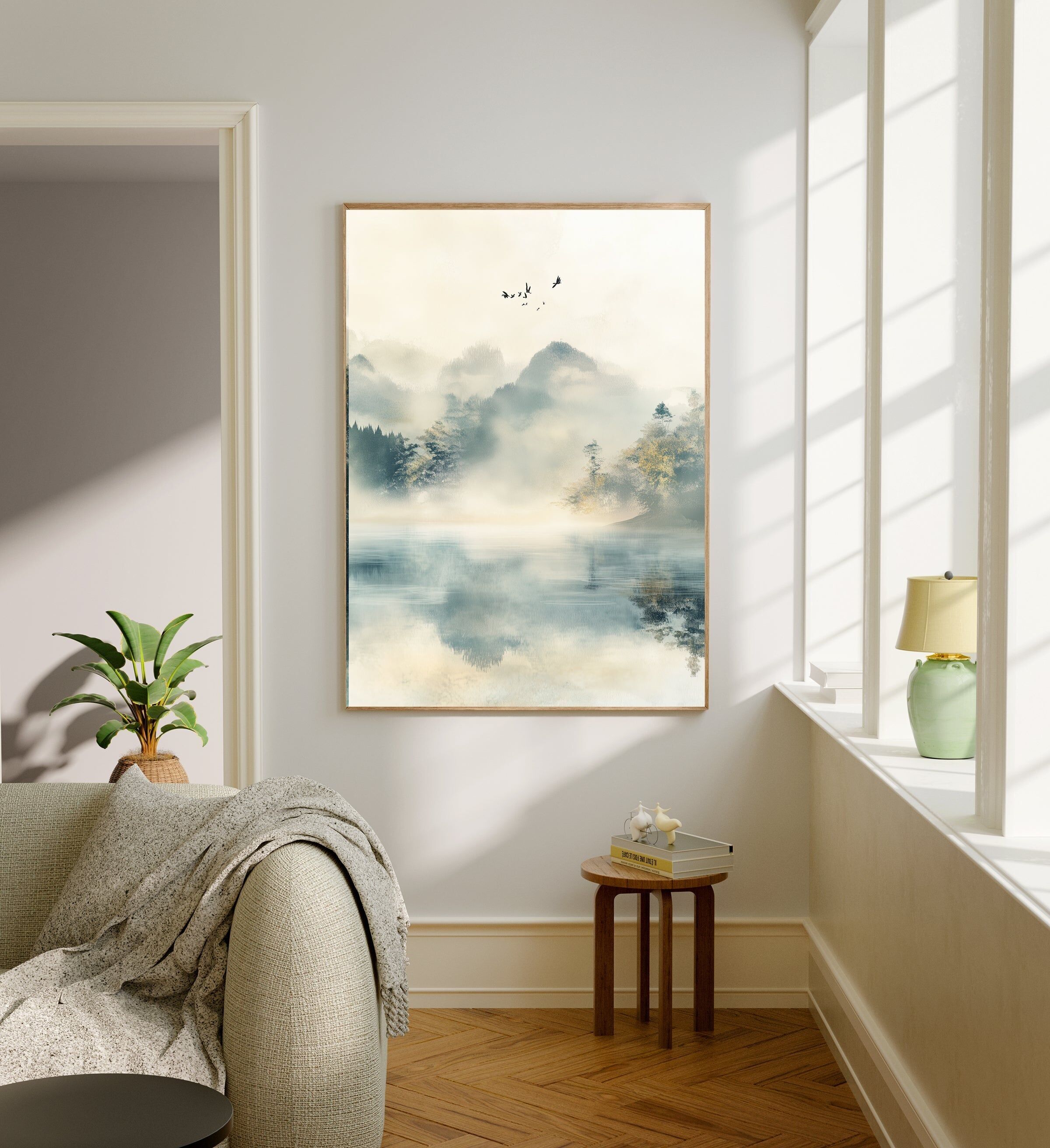 Japanische grüne Berglandschaft Kunstdruck