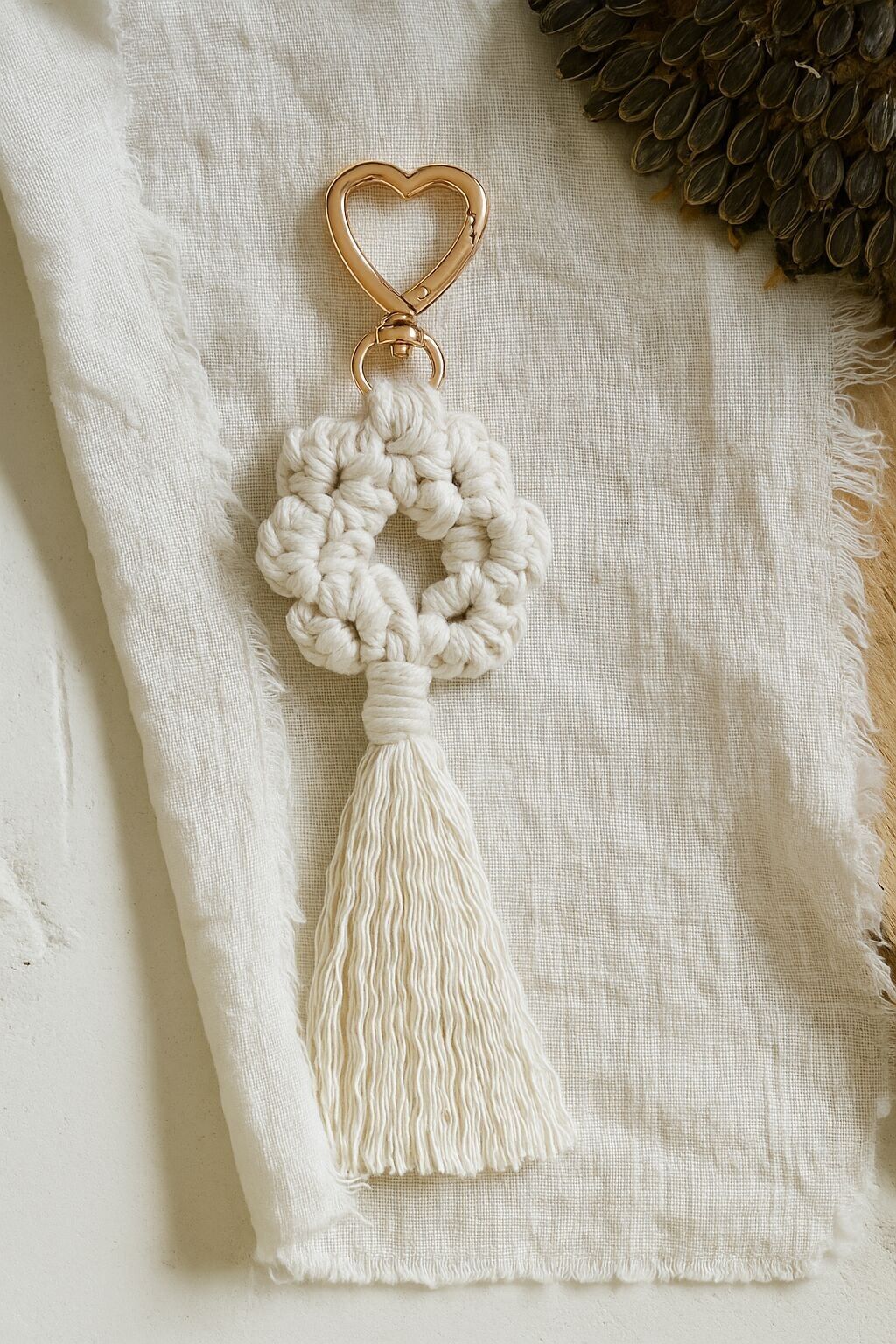 Macrame flower keychain