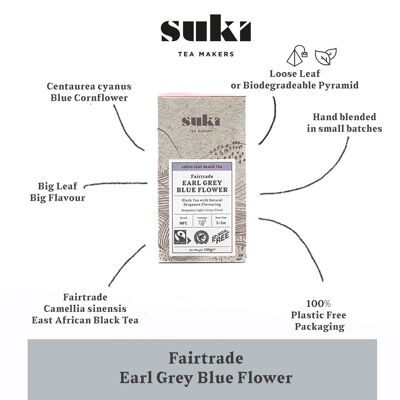 SUKI Fairtrade Feuilles mobiles Earl Grey Blue Flower