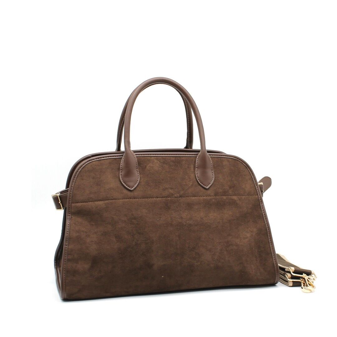 Borsa da bowling in pelle scamosciata