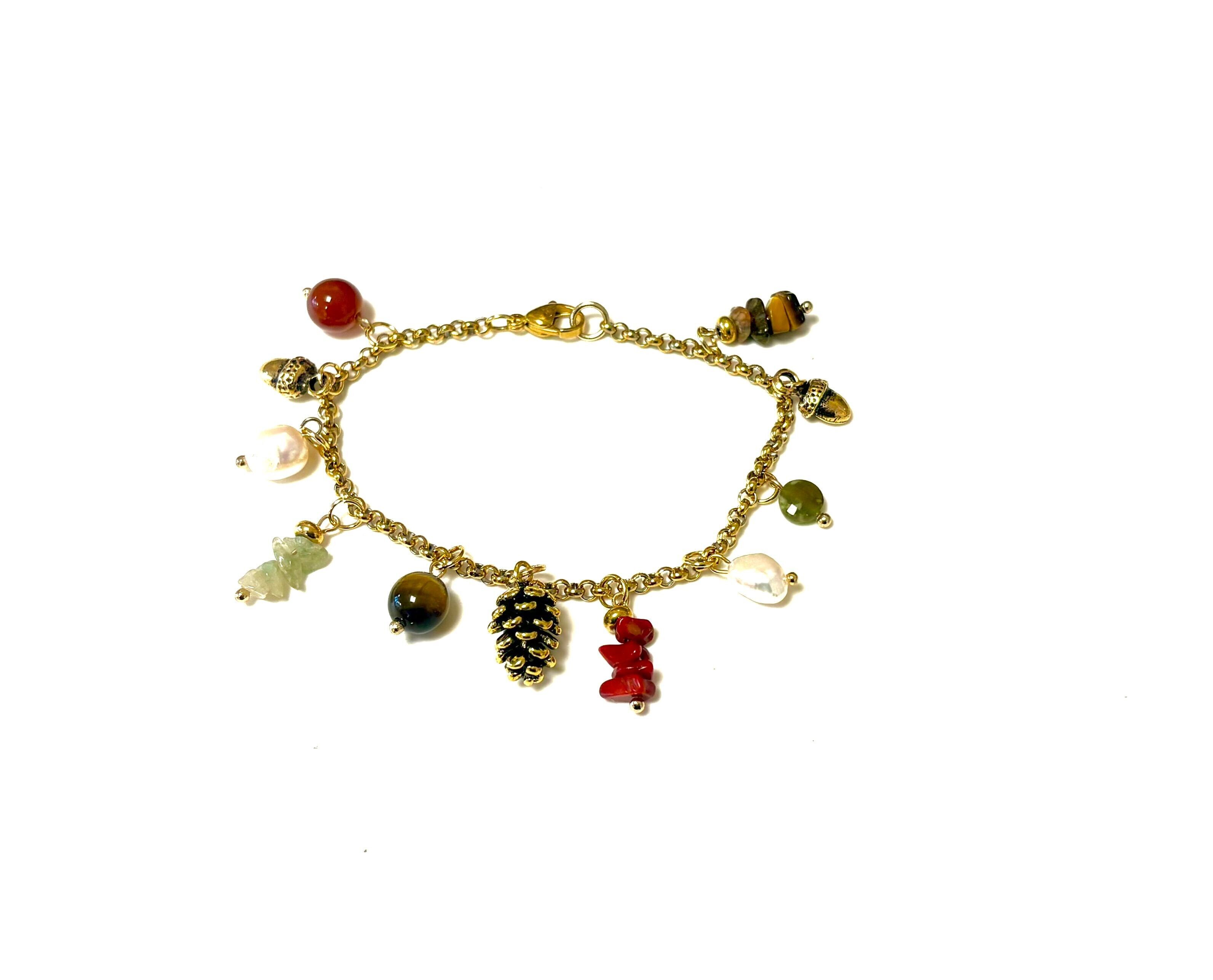 Bracciale oro con ciondoli autunnali