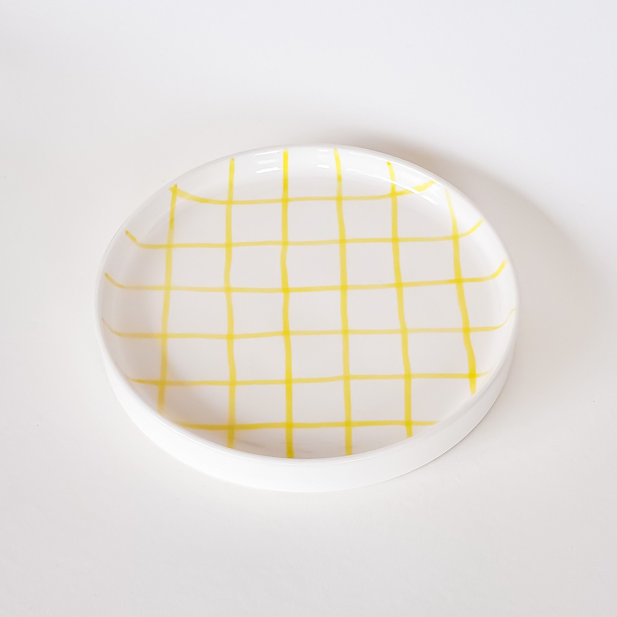 Piatto - quadretti gialli - dipinto a mano