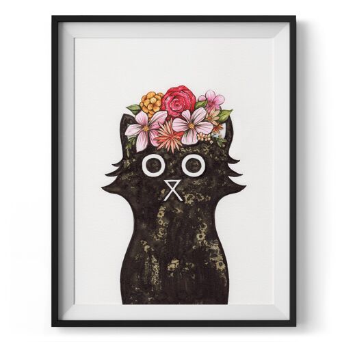 Frida Cat Wall Art Print A4 and A3