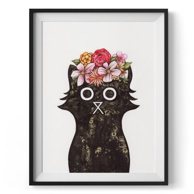 Frida Cat Wall Art Print A4 et A3
