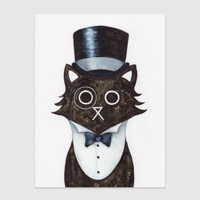 Dapper Cat Wall Art Impresión A4 y A3