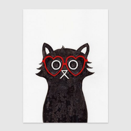 Heart Specs Cat Wall Art Print