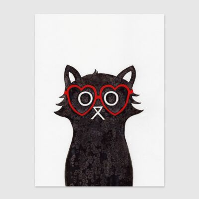 Herz Specs Katze Wand kunstdruck