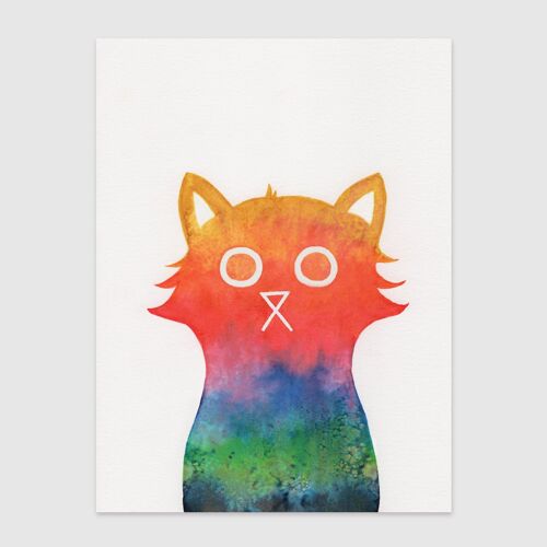 Positivity Cat Wall Art Print A4 and A3