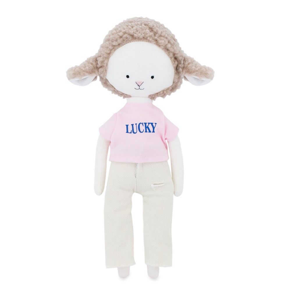 Peluche di cotone, Cotti Motti - Zoe la pecora: jeans larghi + coda da sirena bonus (30 cm)