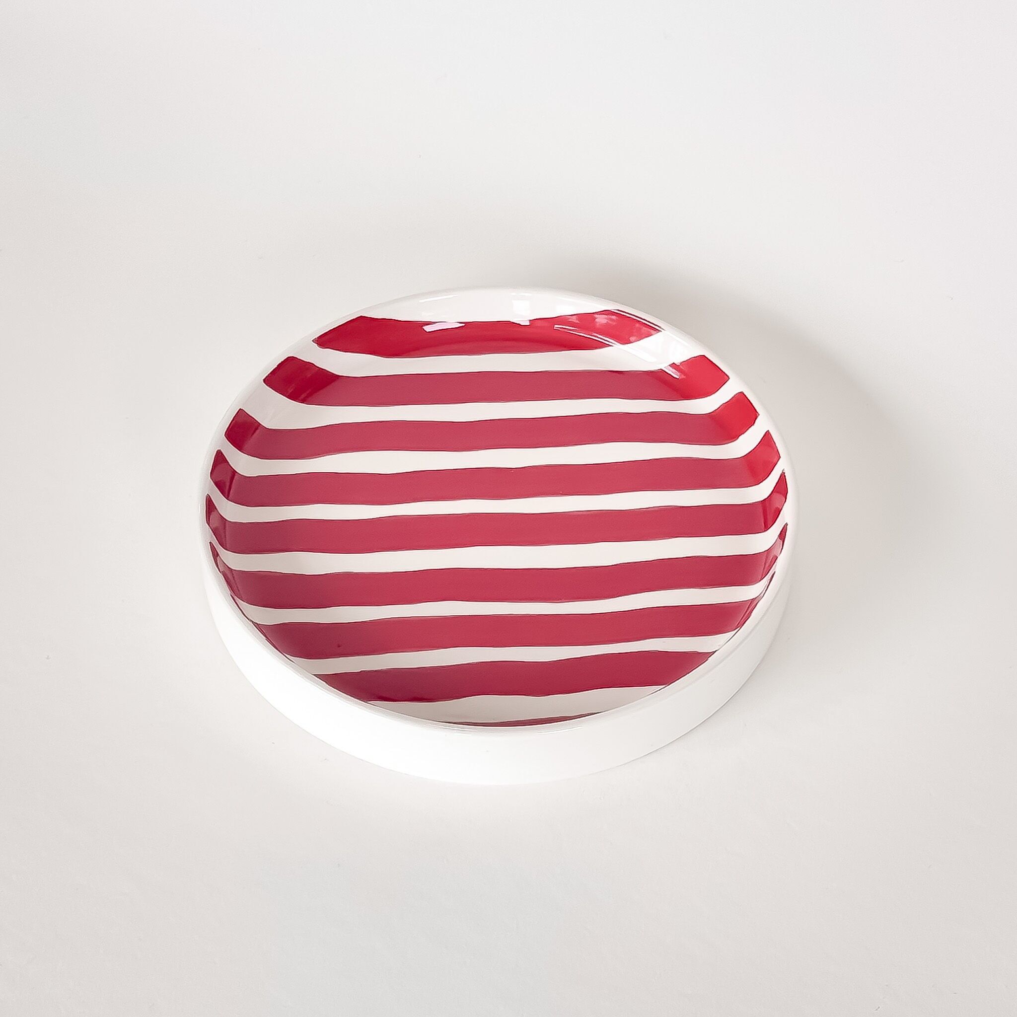 Piatto piccolo - strisce rosse - dipinto a mano