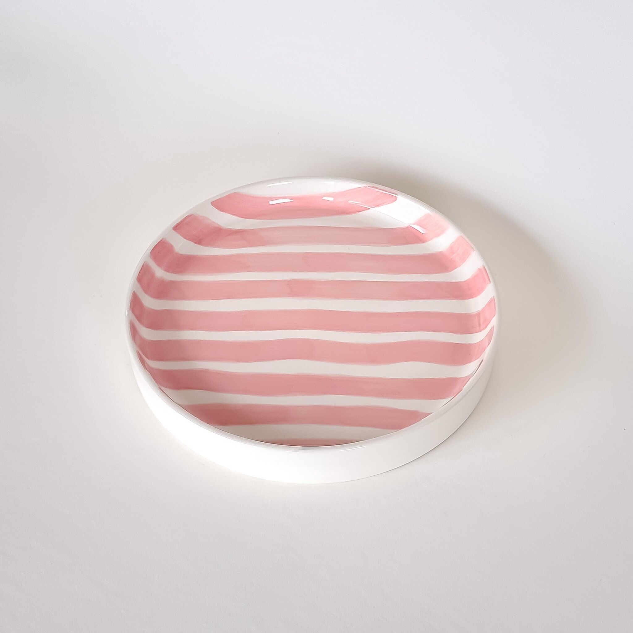 Small plate - pink stripes - hand-painted