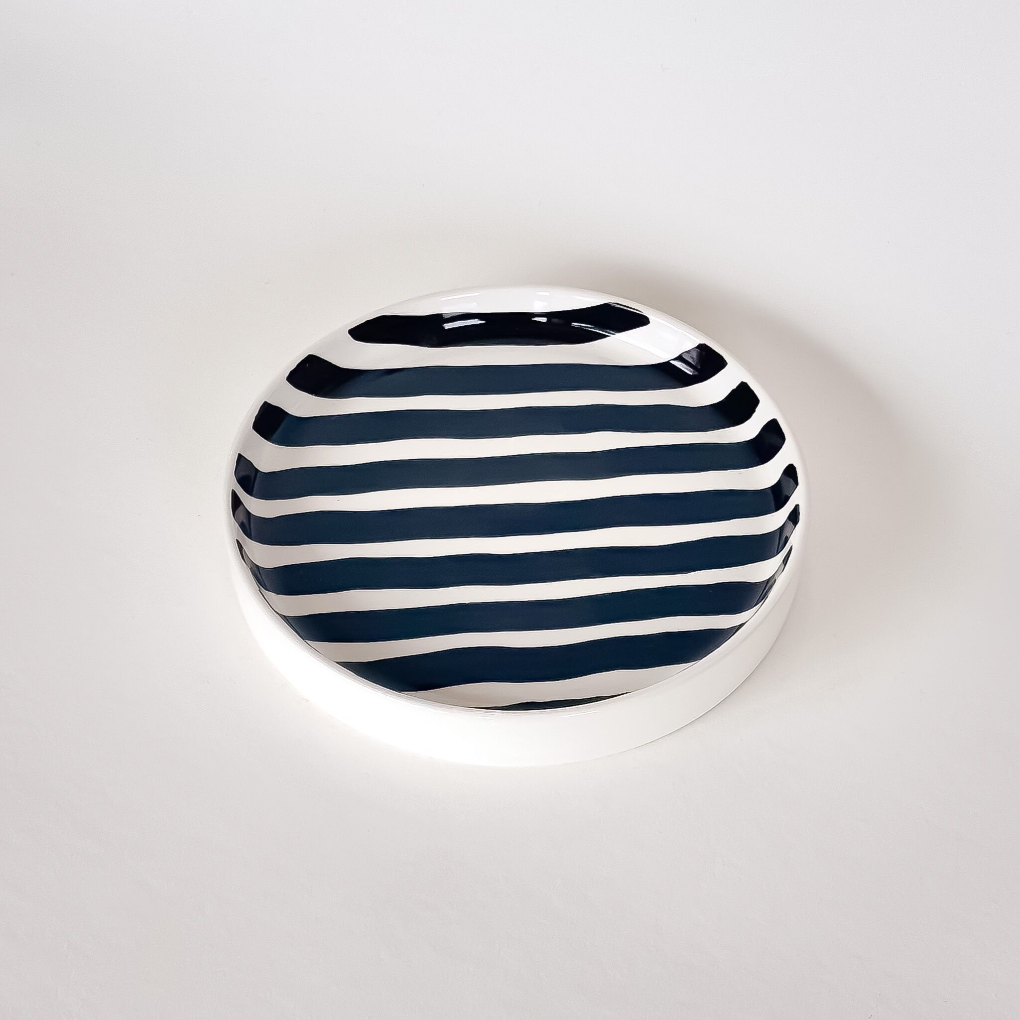 Small plate - black stripes - hand-painted