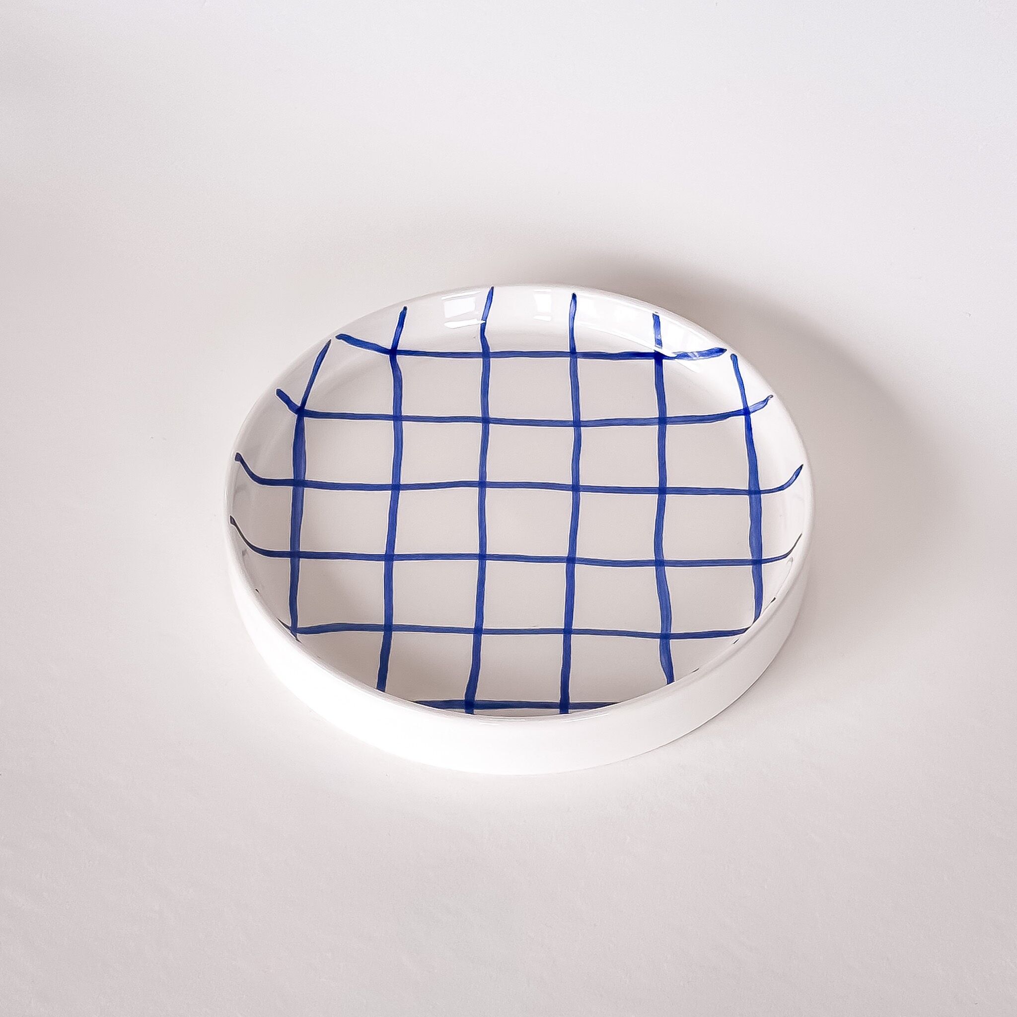 Small plate - blue check - hand-painted