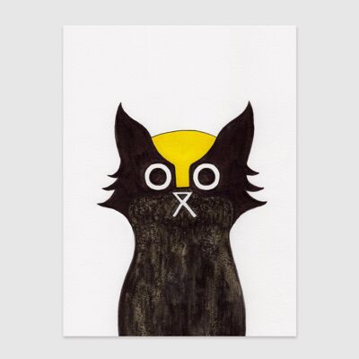 Wolverine Cat Wall Art Print A4 and A3