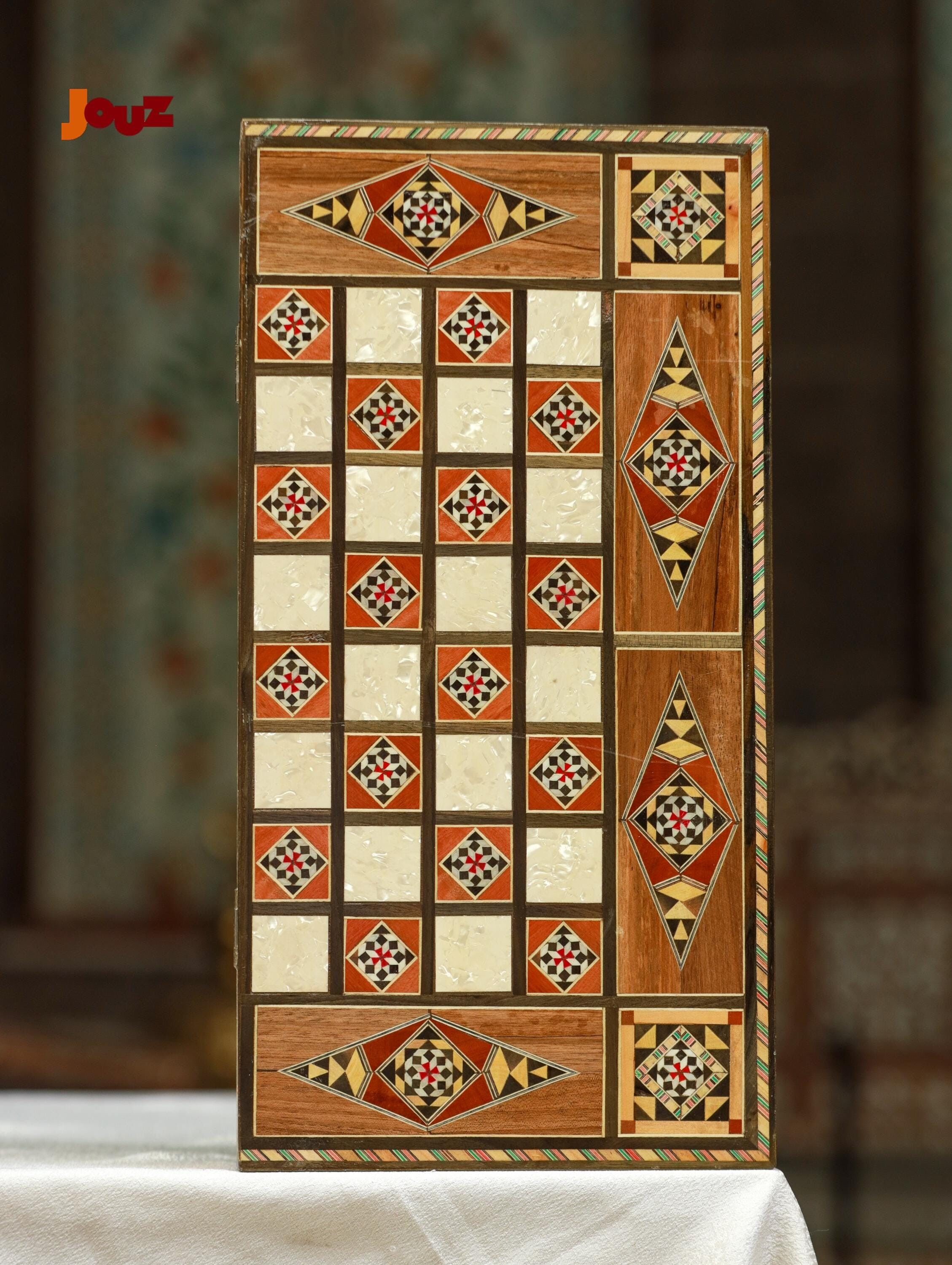 Handmade Chess & Backgammon Set 2-in-1 - Wooden Folding Game Board - Complete with All Pieces