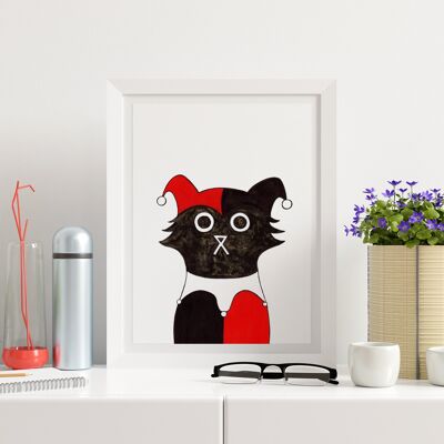 Harley Cat Wall Art Print A4 and A3