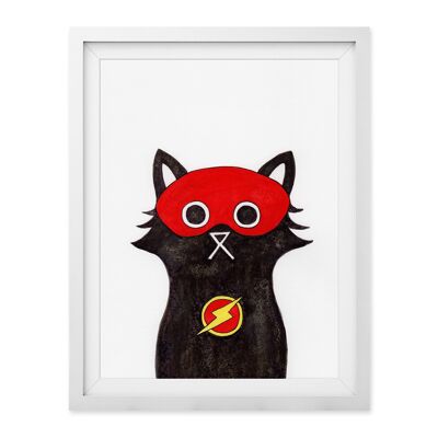 Flash Cat Wall Art Print A4 and A3