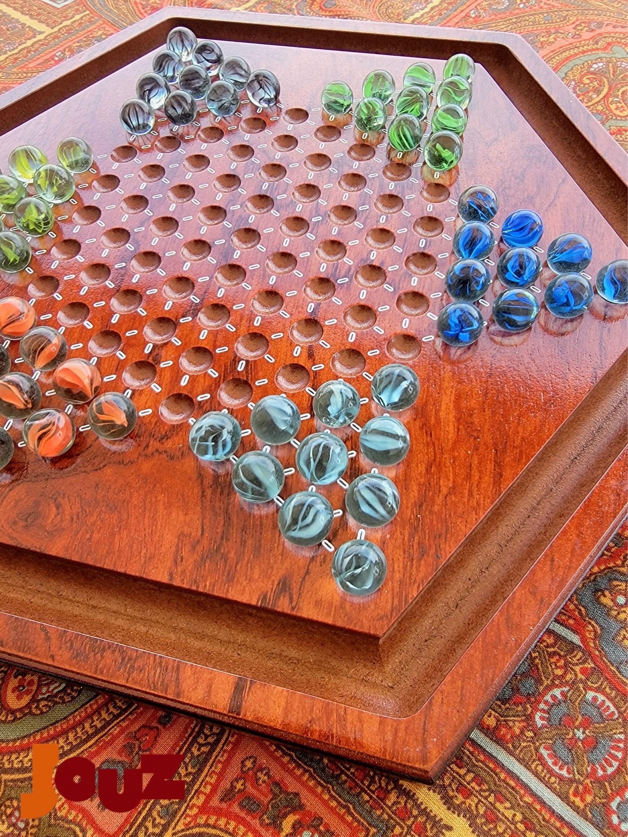 Sternhalma-Spiel – Chinesisches Dame-/Chinesisches Dame-Brett-Set – Strategiespiel aus Holzmurmeln für Kinder und Erwachsene – Klassiker für 6 Spieler