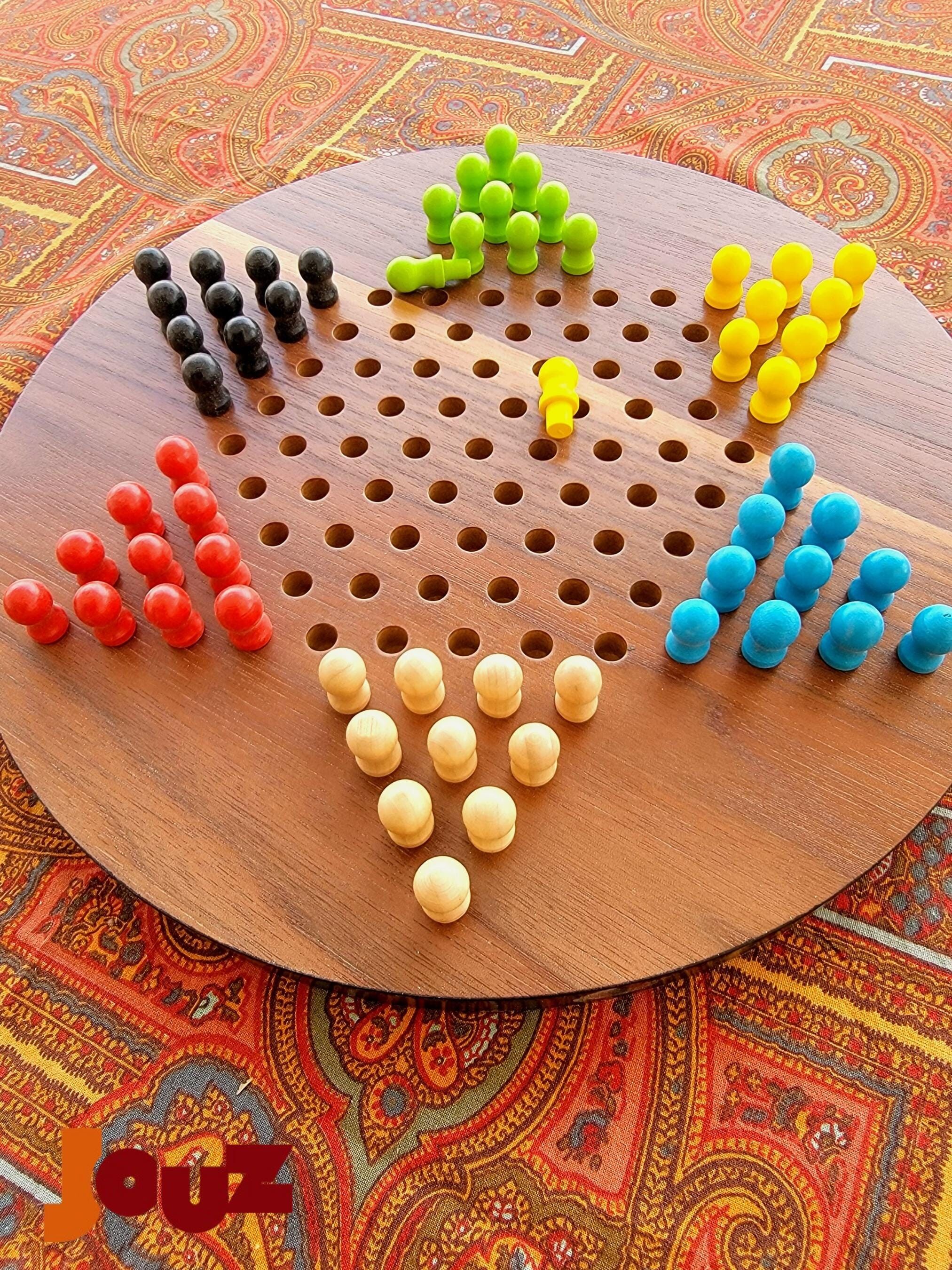 Chinesisches Dame-Brettspiel – Strategiespiel aus Holzmurmeln für Kinder und Erwachsene – Klassischer Familienspaß, Spielzeug für drinnen und draußen für 6 Spieler