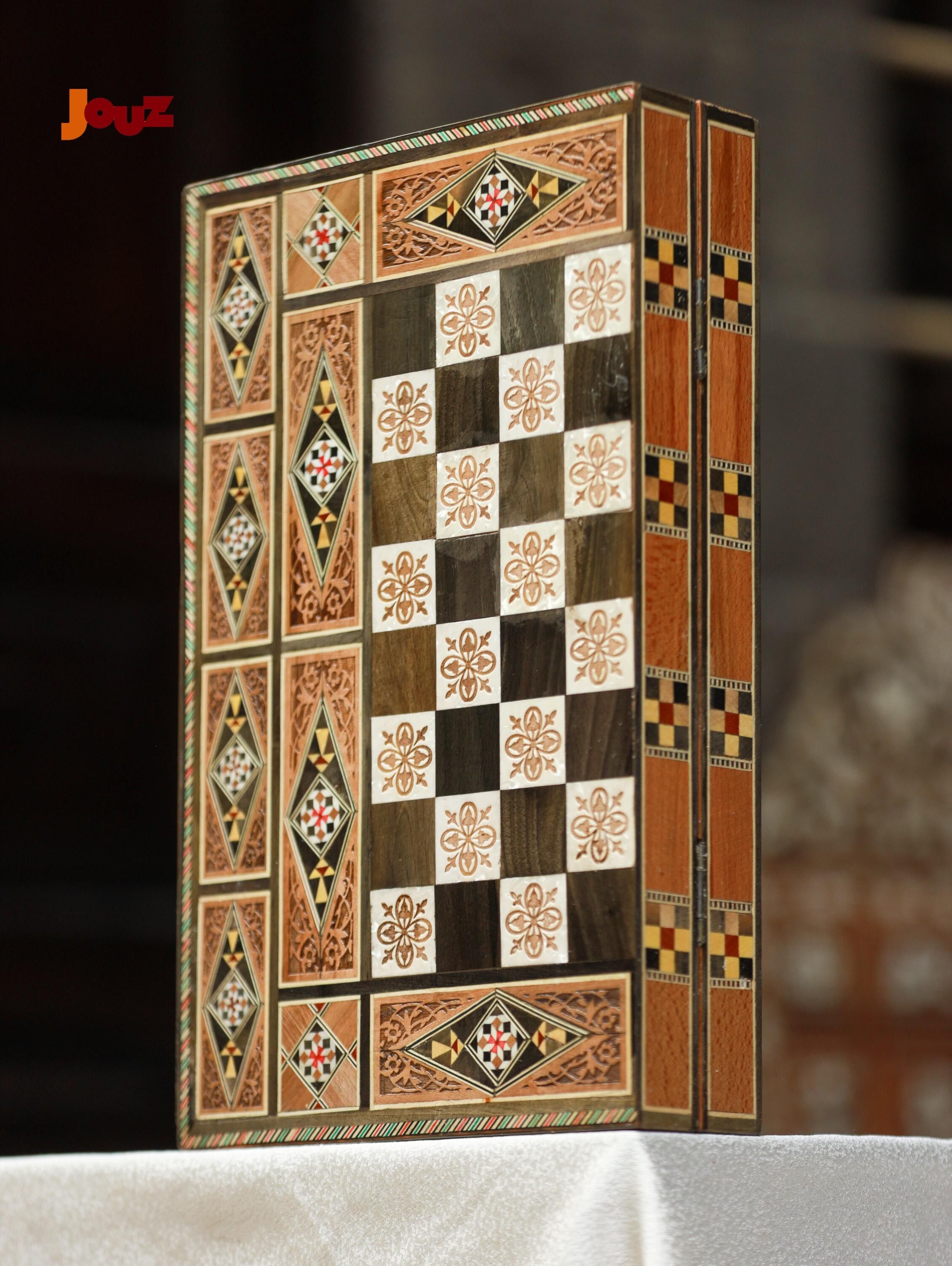 Handcrafted Wooden Chess & Backgammon Set – Folding Board with All Pieces – Classic Game Gift