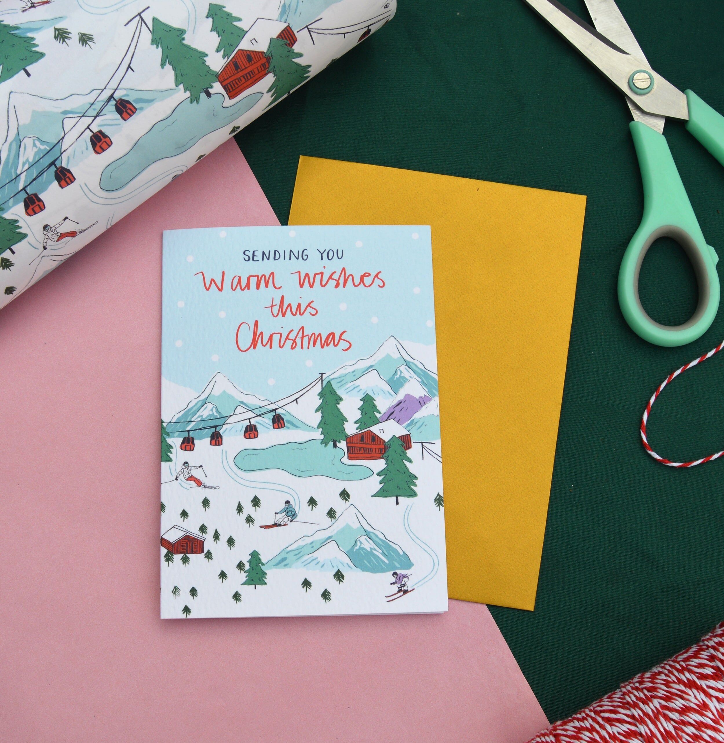 SECONDS Ich sende Ihnen herzliche Wünsche zu Weihnachten, Skiszenenkarte