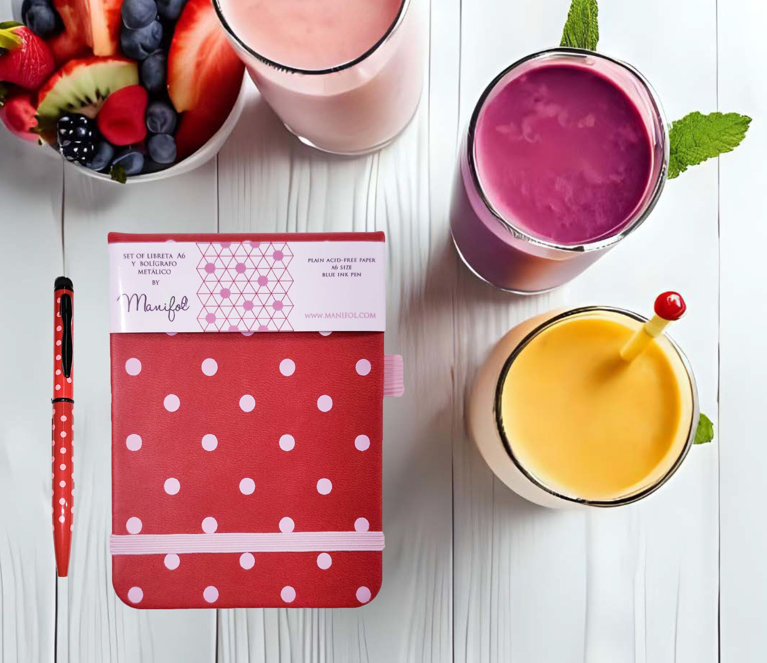 Quaderno verticale A6 con penna, stampa a punti MANIFOL