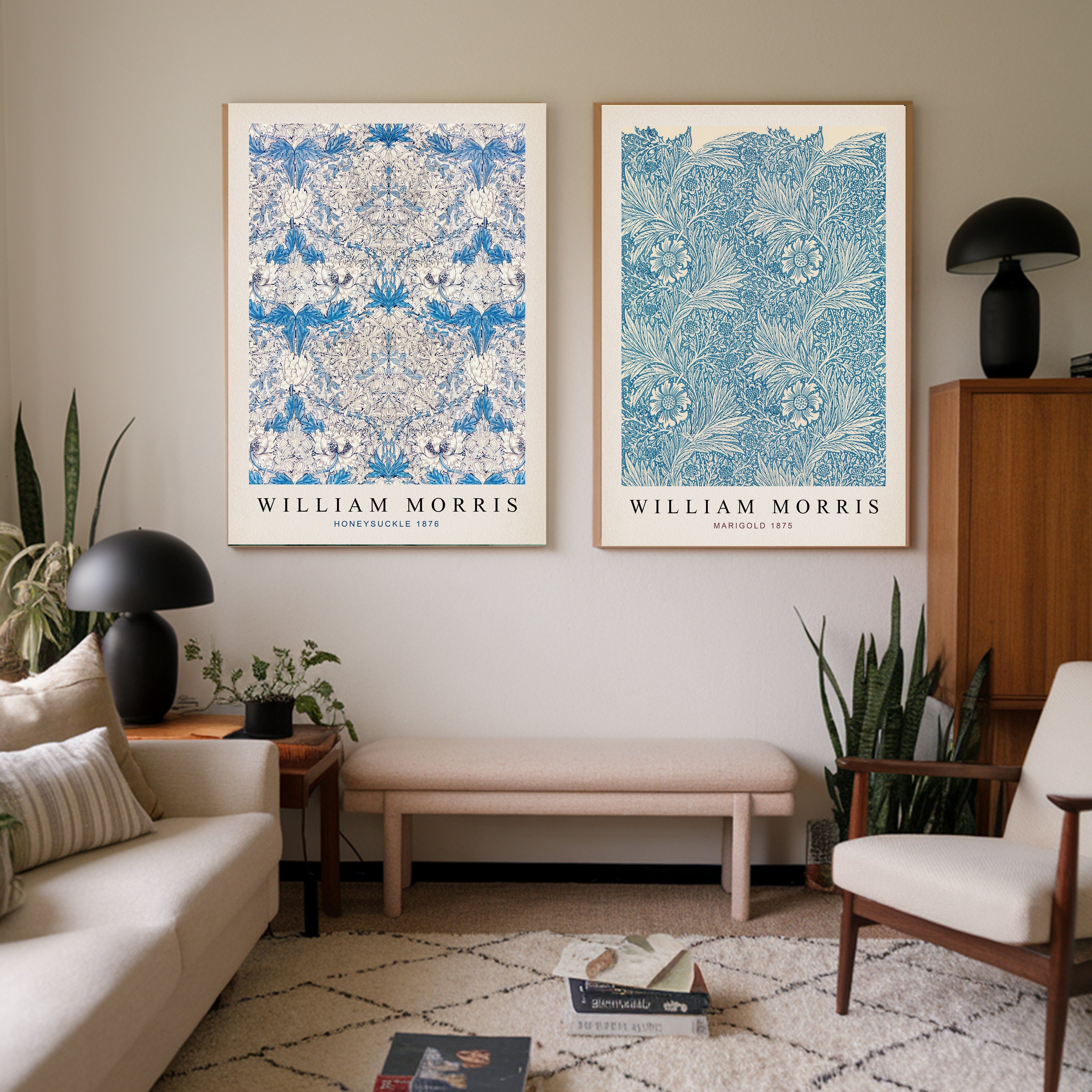 William Morris – Blaues Blumen-Set mit zwei Kunstdrucken