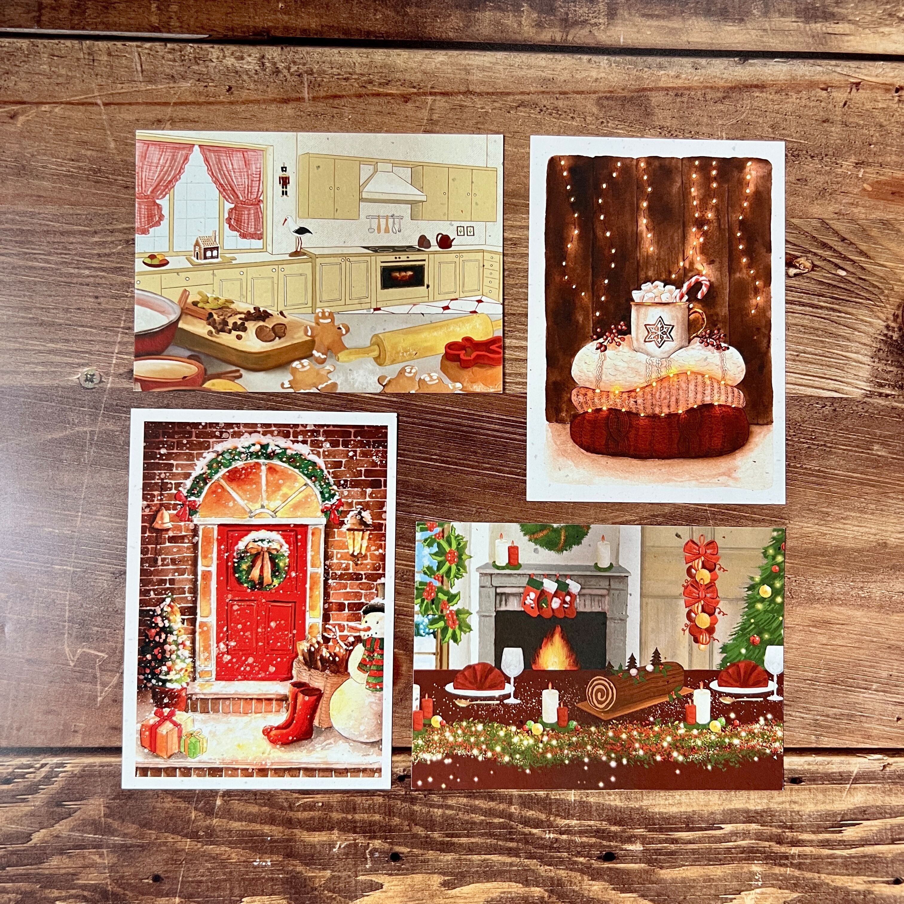 Tulpen-Weihnachtskarte aus Recyclingpapier | 4 festliche Illustrationen zur Auswahl