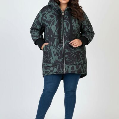 Chaqueta de plumas con estampado caqui de talla grande (C6628)