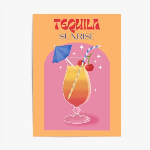 Affiche & Tableau Cuisine – Cocktail Tequila Sunrise