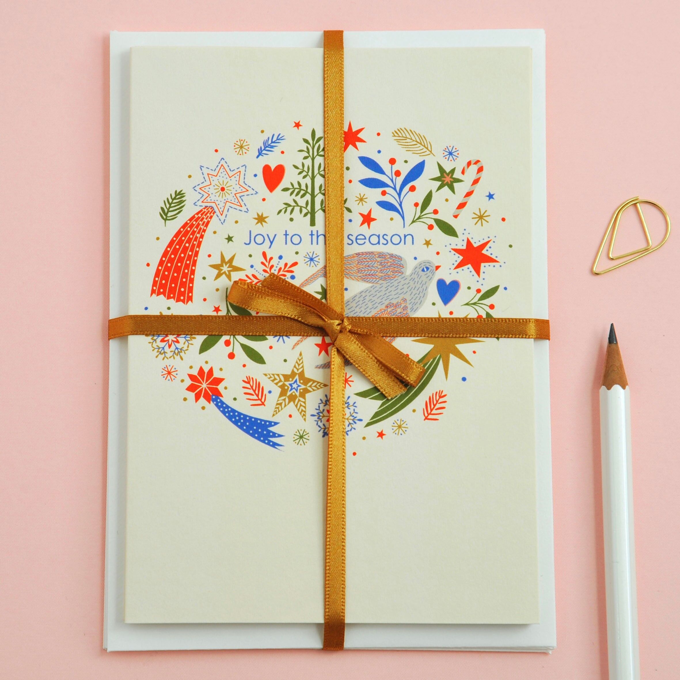 Freude auf die Saison – 6er-Pack illustrierte Weihnachtskarten